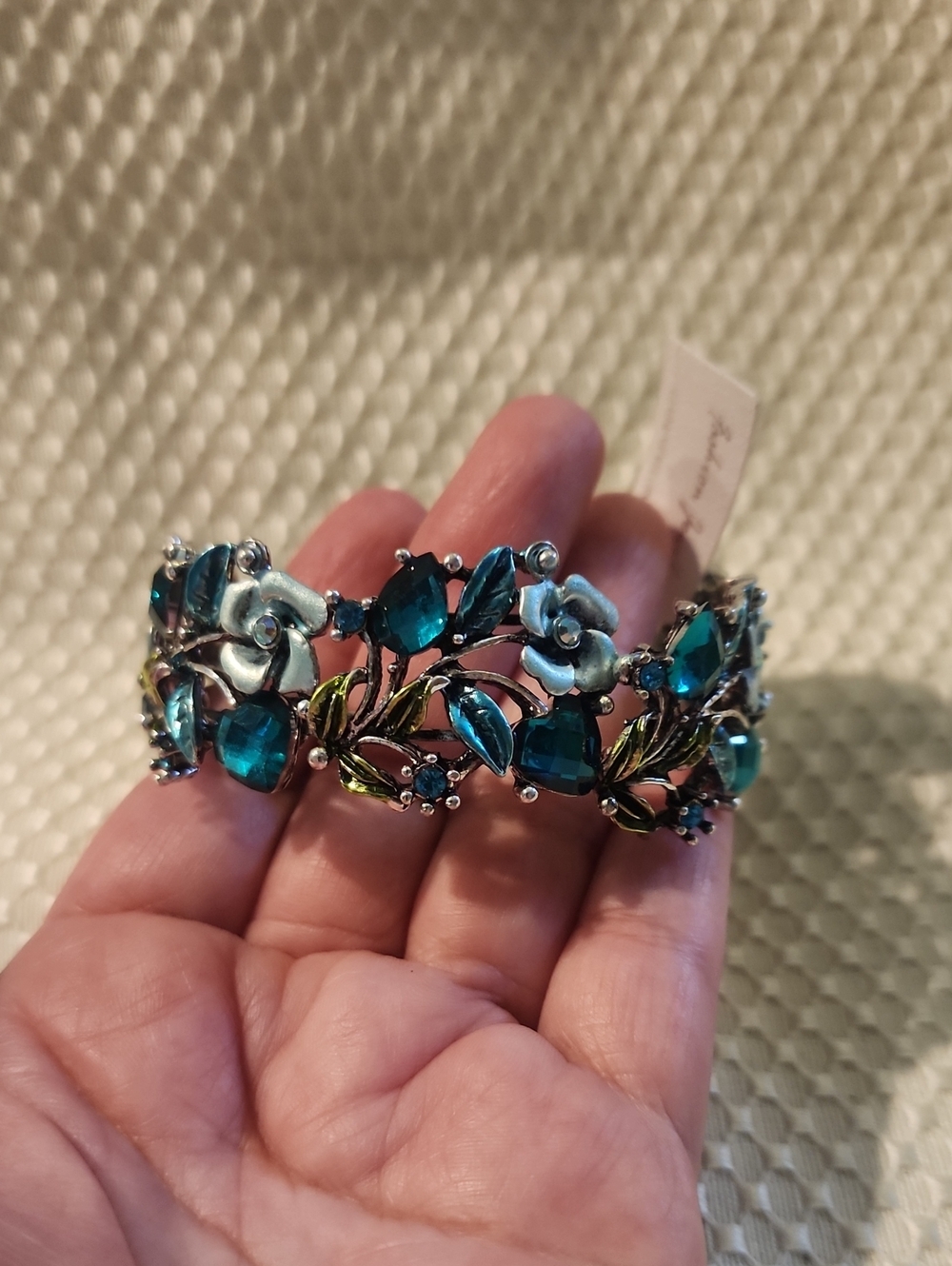Fashion Jewelry Teal Floral Crystal Bracelet